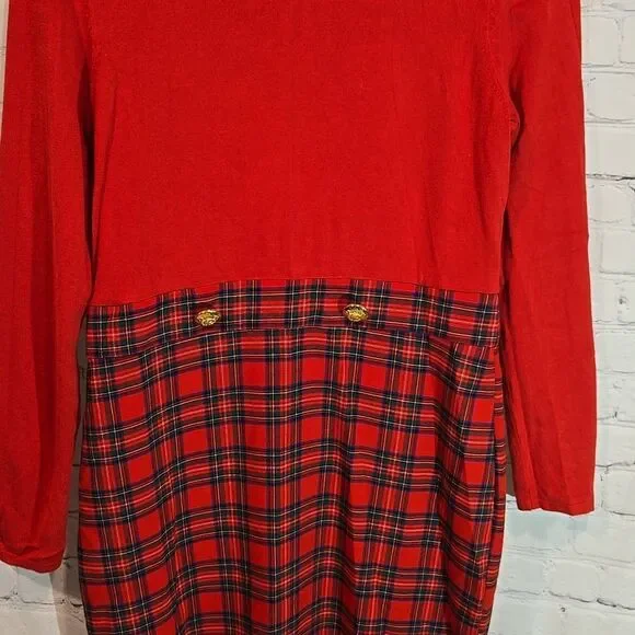 Venus red and plaid long sleeve midi dress size 12 - Picture 3 of 12